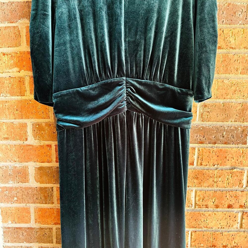 Vince Camuto Emerald Green V-Neck Velvet Romper - Picture 5 of 7